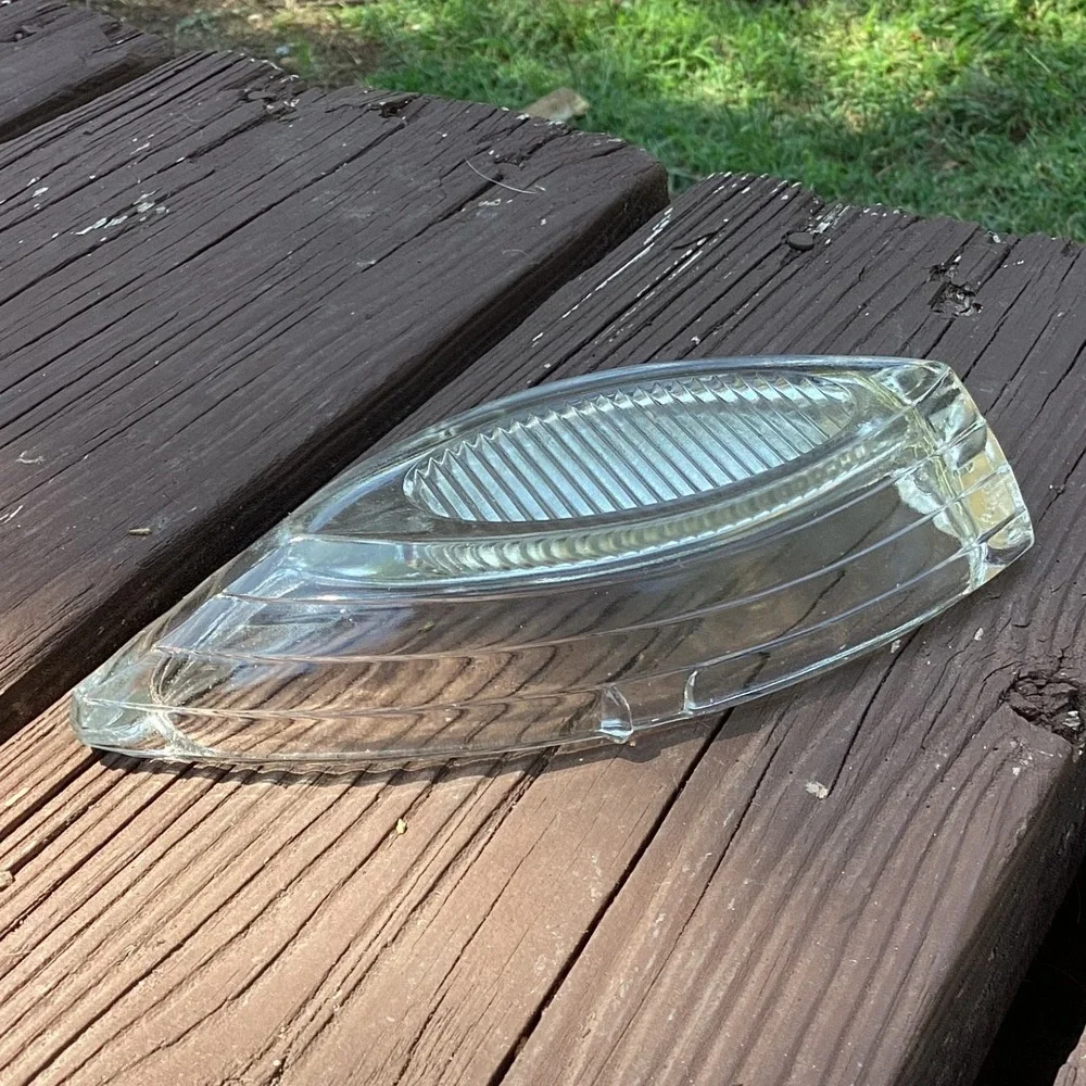 Vintage‎ Glass Ashtray Boat Shape Clear Made in USA